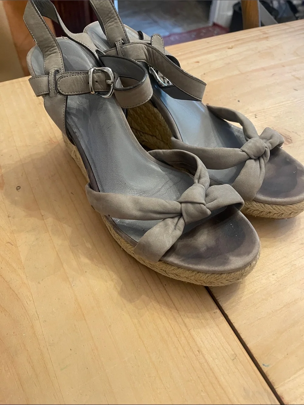 Cole Haan Taupe Knot Espadrille Wedge Sandals